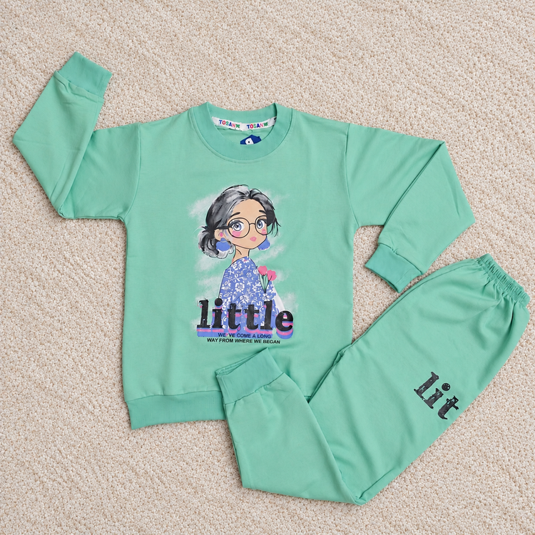 ست بلوز و شلوار دخترانه طرح little چاپ سابلیمیشن کد ۴۳۰۱